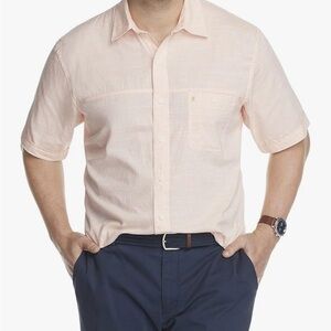 IZOD Men's Large Pink Cantaloupe Short Sleeve Shirt Button Down Great condition